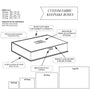 Diagram of a custom fabric keepsake box with labeled features and dimensions.