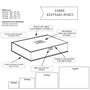 Diagram of a fabric keepsake box with labeled features and dimensions.