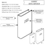 Diagram of a fabric ring binder with specifications and branding details.