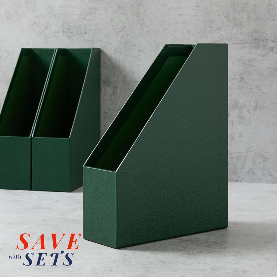 Faux Leather Magazine Files | Set of Three or Five | HARRIS & JONES LTD
