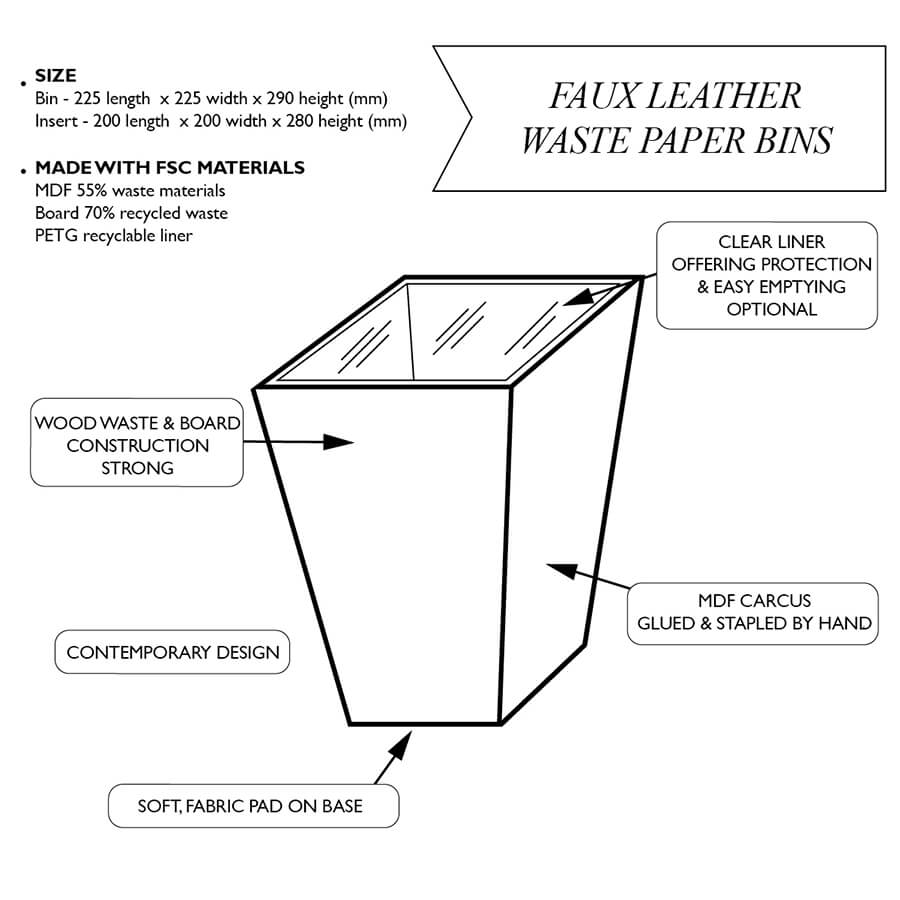 Faux Leather Waste Paper Bins