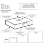 Diagram of faux leather keepsake boxes with specifications and features.