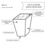 Diagram of a faux leather waste paper bin with features labeled