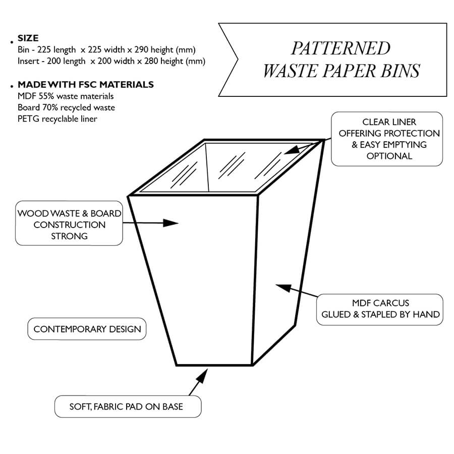 Patterned Waste Paper Bins