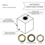 Diagram of a patterned tissue box cover with metal rings in gold, antique brass, and silver.