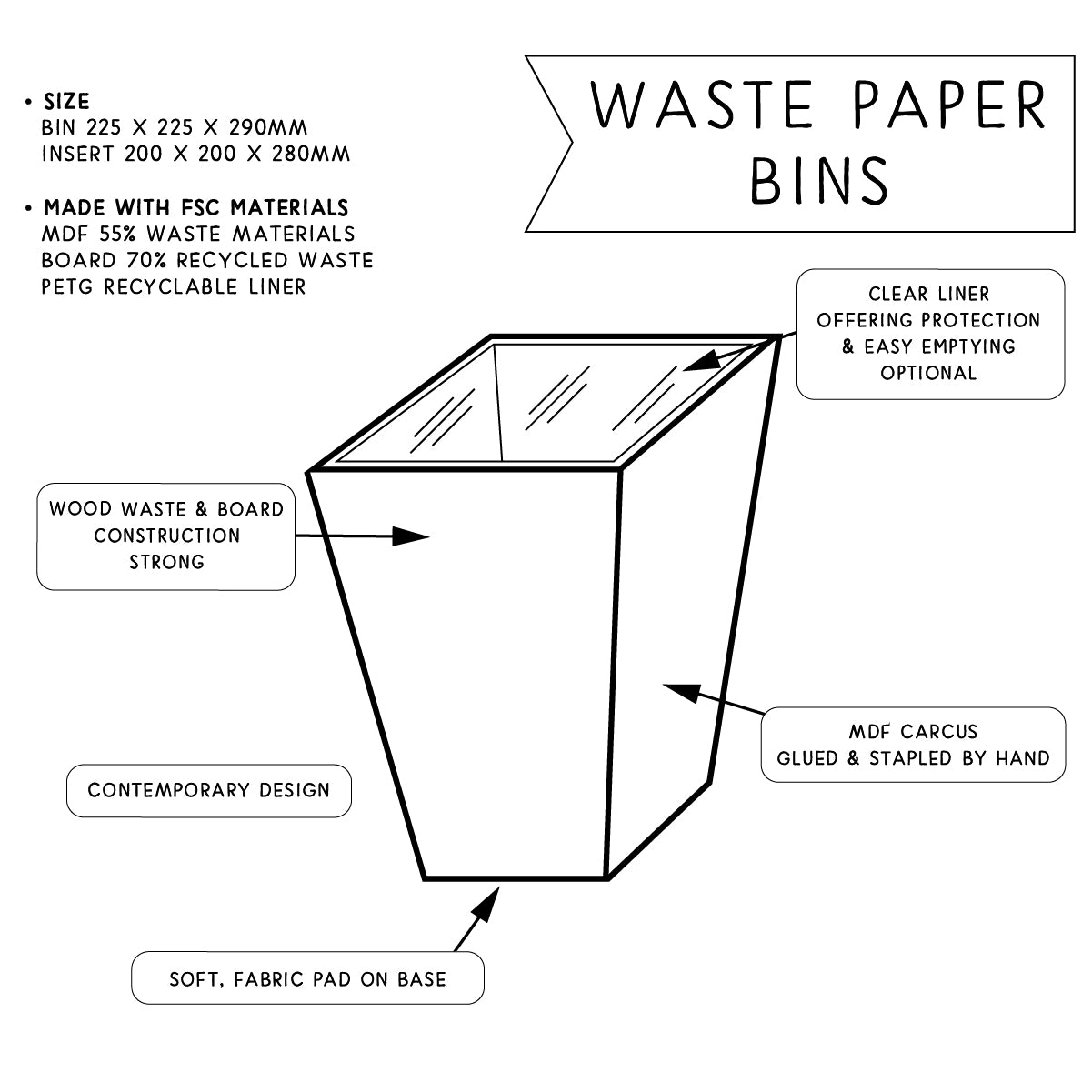 Fabric Waste Paper Bins